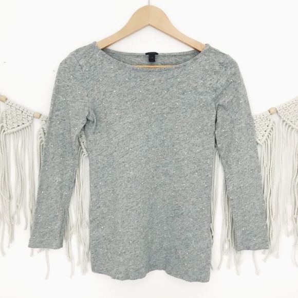 J. Crew Tops - J. Crew Embellished Studded Quarter Sleeve Tee
